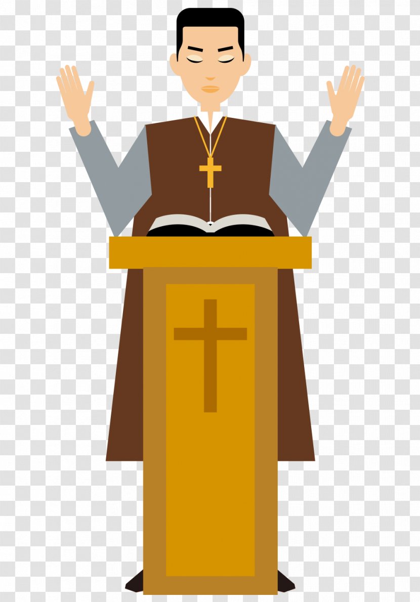 Cartoon Pastor Priest Illustration - Christian Priests Painted Man Transparent PNG