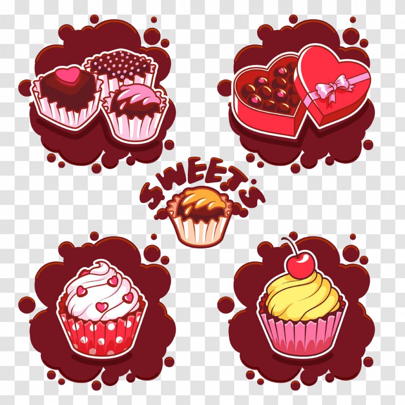 Bakery Cupcake Chocolate Cake Illustration - Heart - Hand-painted Transparent PNG