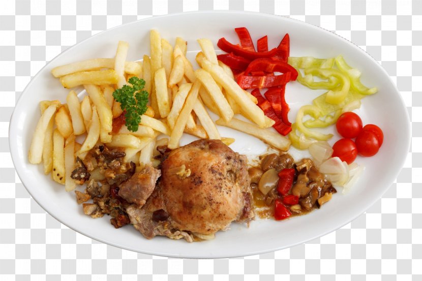 Hamburger French Fries Fried Egg Chicken Pasta - Side Dish - And Transparent PNG
