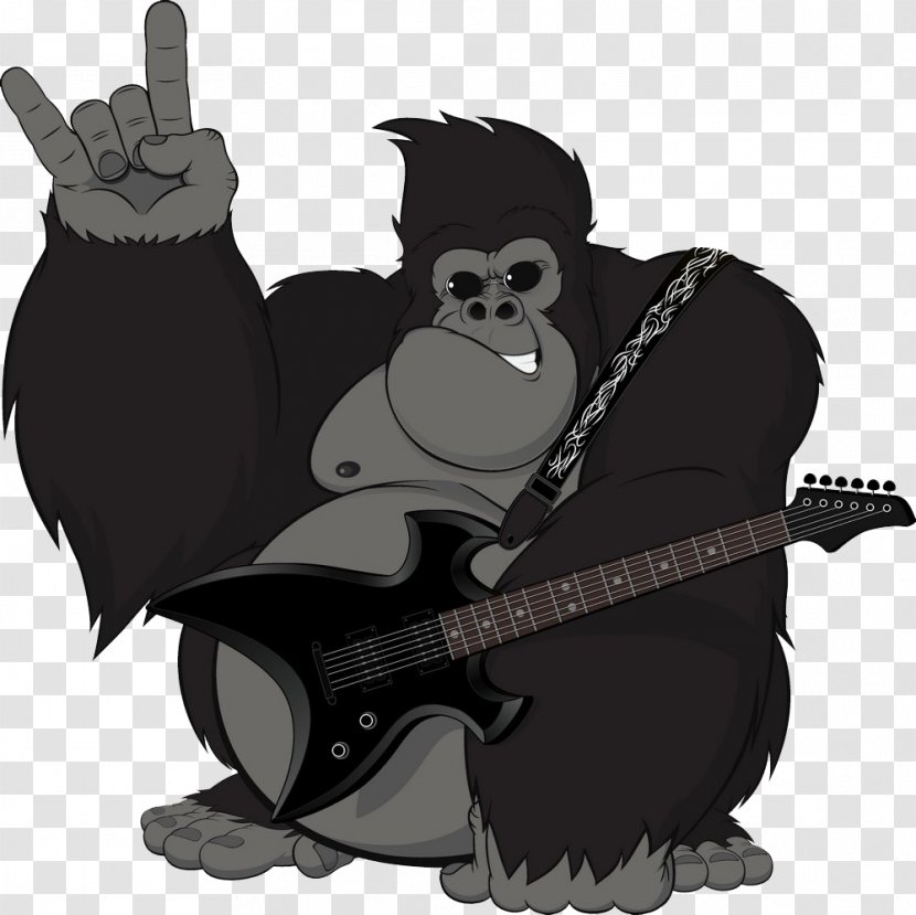 Gorilla Chimpanzee Ape Illustration - Fictional Character - Play Bass Orangutan Picture Transparent PNG