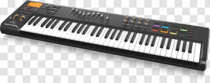 Behringer MOTOR USB MIDI Keyboard Controller Sound Synthesizers Controllers - Cartoon - Musical Instruments Transparent PNG