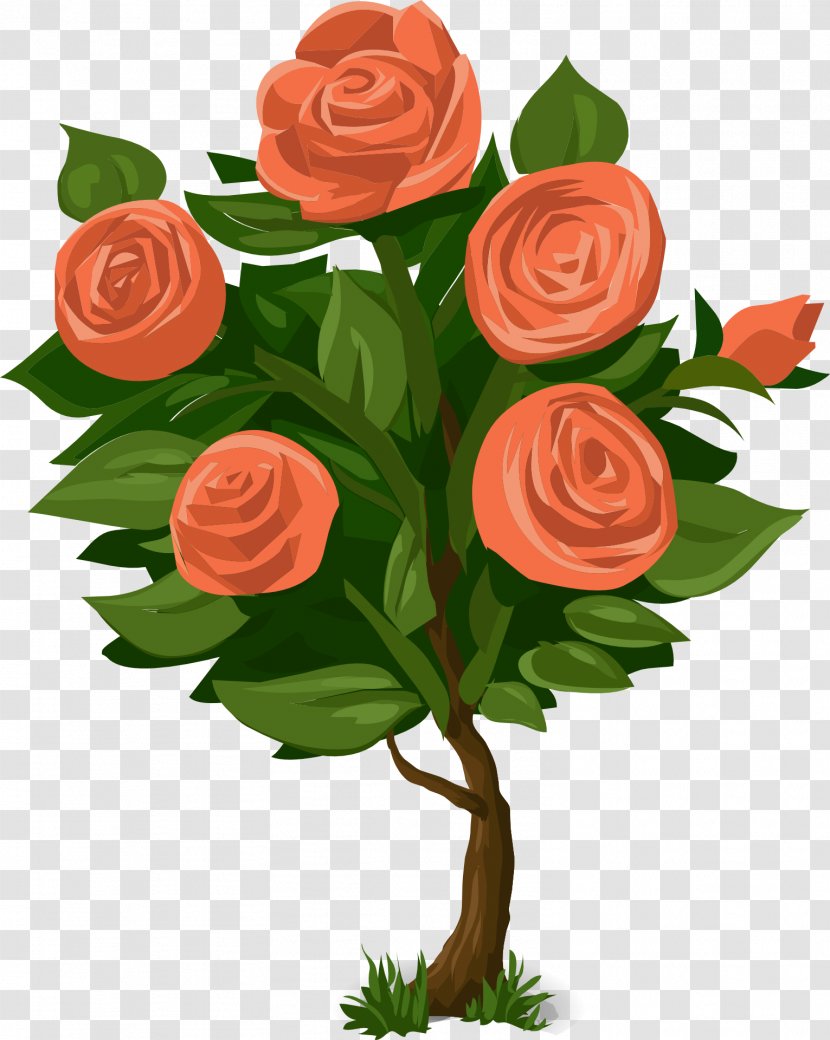 Rose Shrub Flower Clip Art - Peach - Green Leaf Pink Transparent PNG