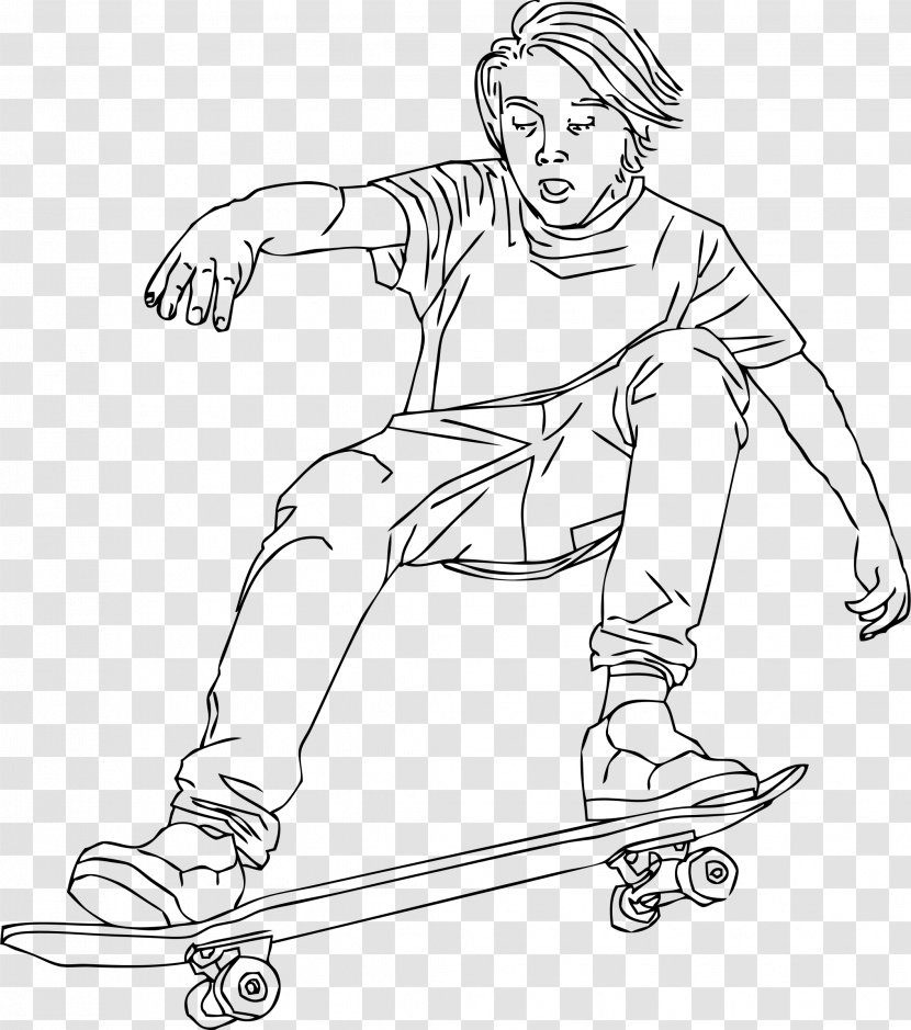 Skateboarding Drawing Ollie Ice Skating - Art - Skateboard Transparent PNG