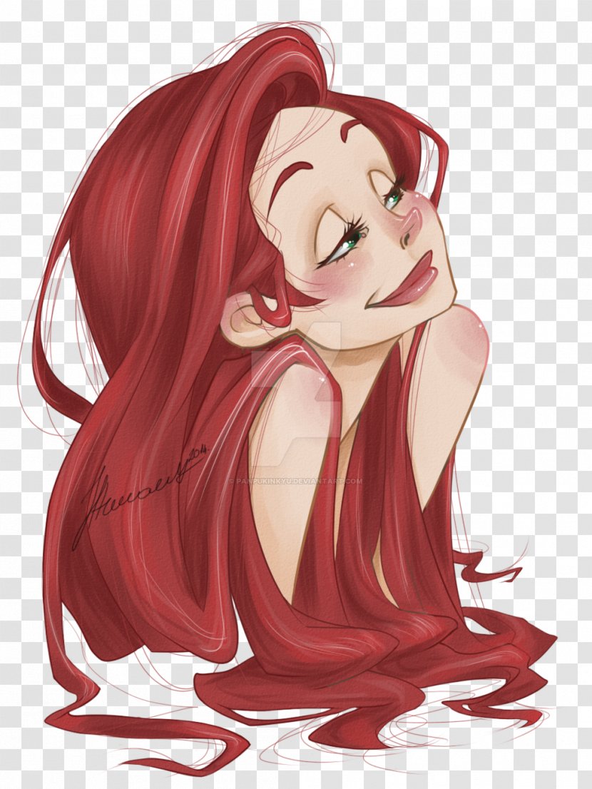 Red Hair Face Art Coloring - Cartoon - Ariel Transparent PNG
