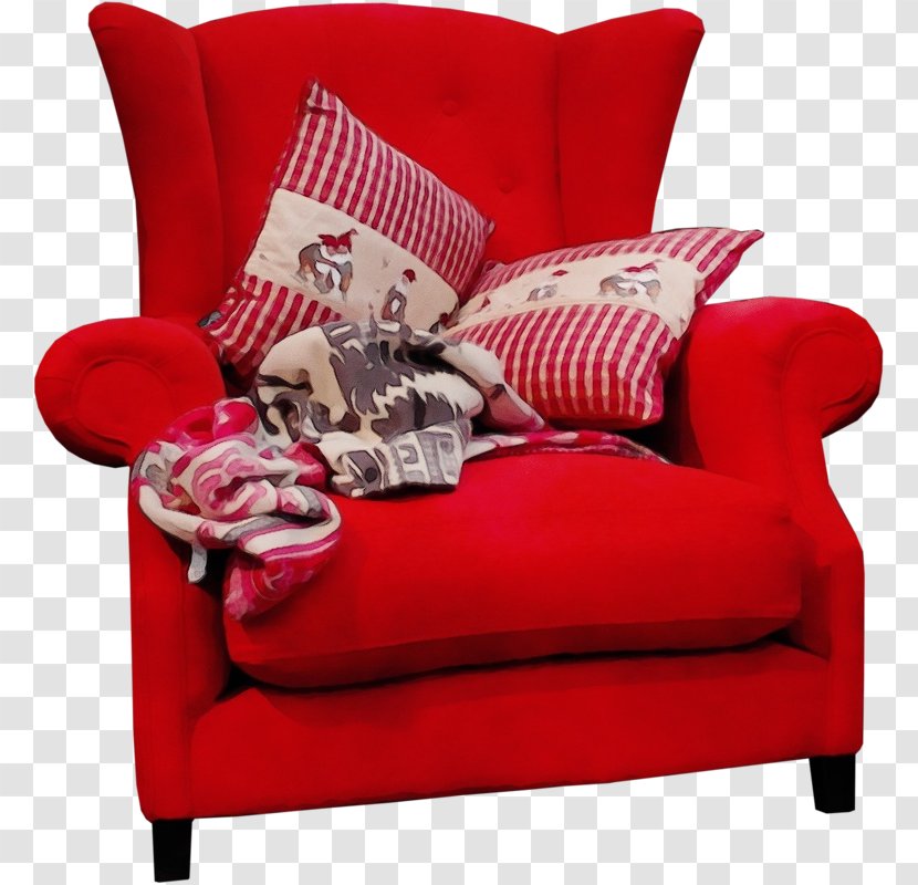 Furniture Red Chair Couch Throw Pillow - Futon Loveseat Transparent PNG