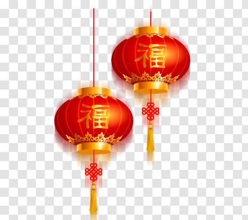 Chinese New Year Lunar Fu Lantern - Orange Transparent PNG