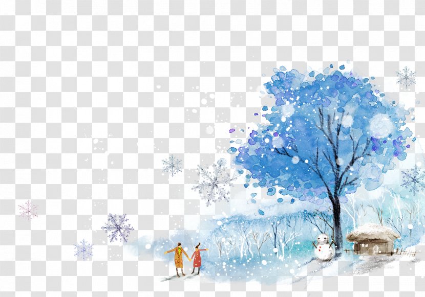 Snow Winter Clip Art - Watercolor Paint - Cartoon Painted Blue Transparent PNG