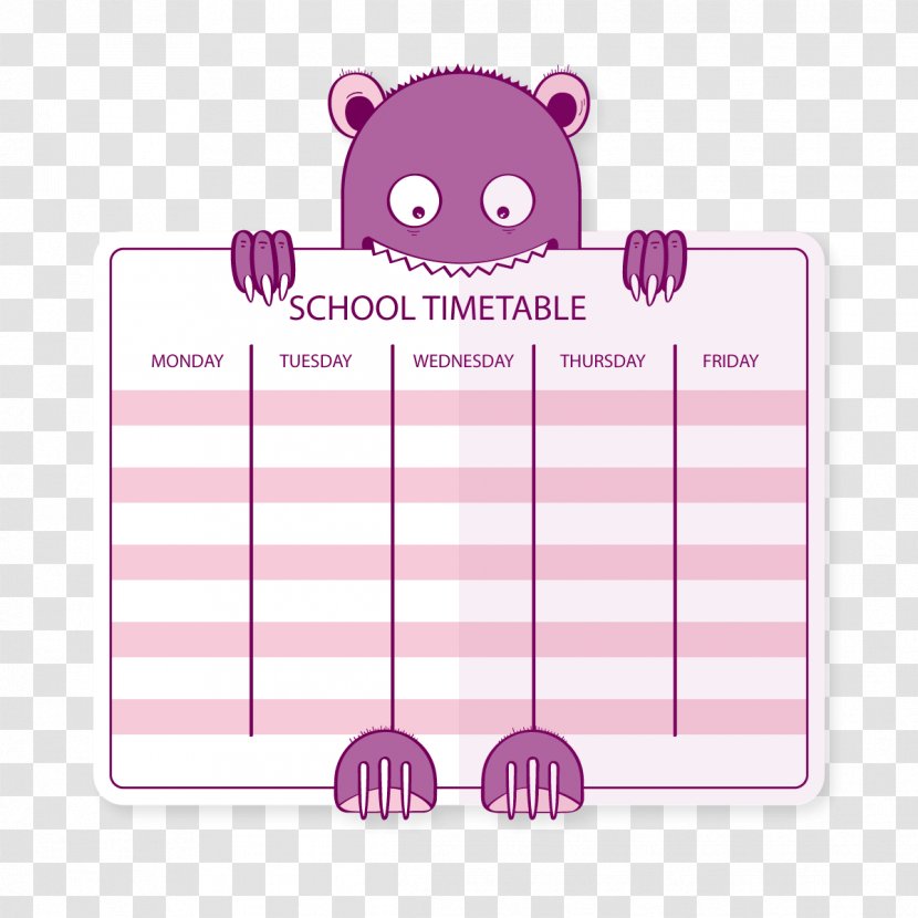 School Timetable Schedule Euclidean Vector - Purple - Curriculum Transparent PNG