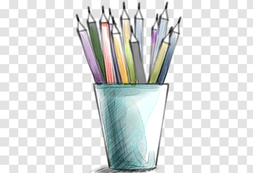 Notebook Pen Brush Pot - Pencil - Simple Hand-painted Transparent PNG