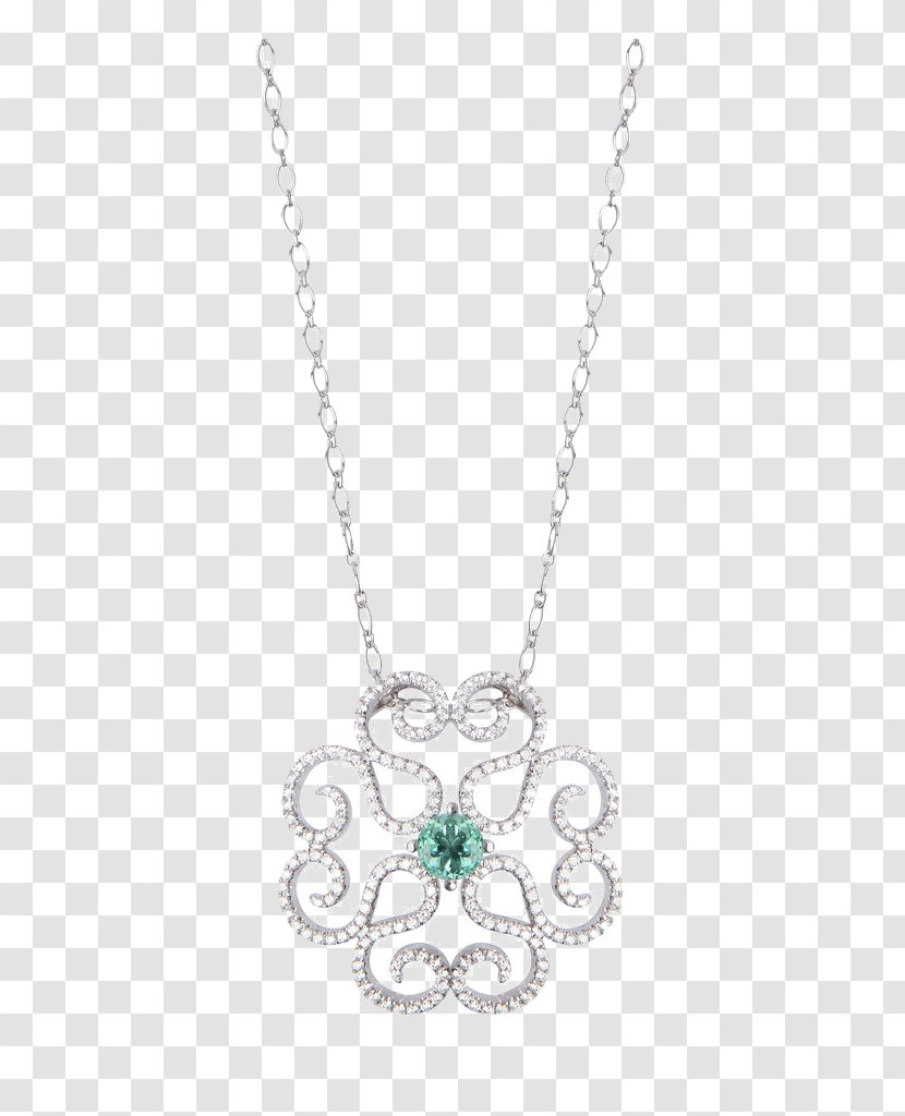 Necklace Pendant Chain Body Piercing Jewellery - Silver - Emerald Transparent PNG