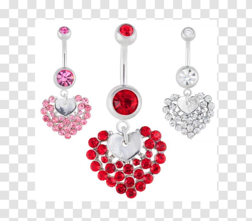 Ruby Earring Body Jewellery - Heart Transparent PNG