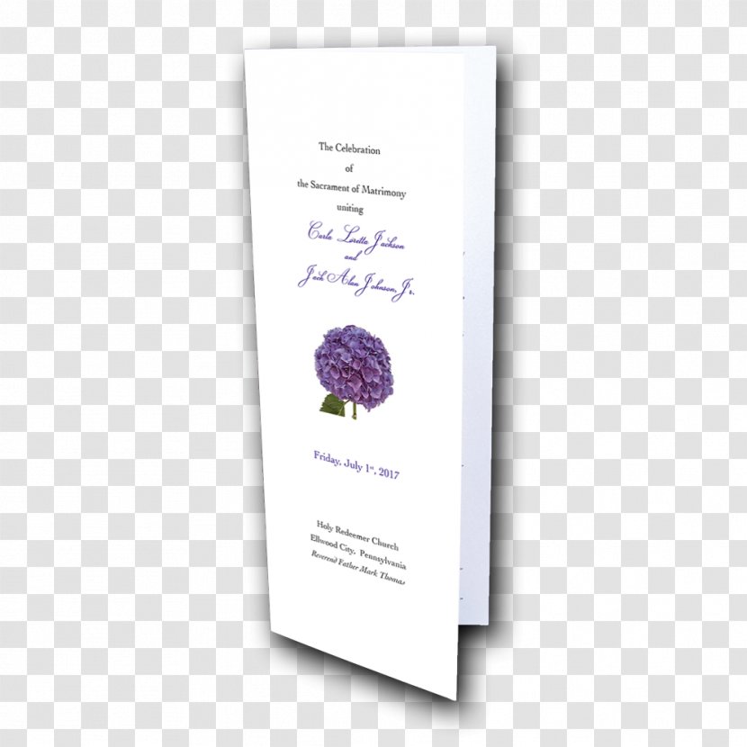 Wedding Invitation Party Anniversary Place Cards - Purple - Hydrangea Transparent PNG