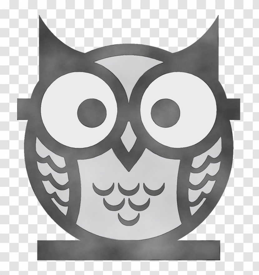 Owl Cartoon - Logo - Blackandwhite Stencil Transparent PNG