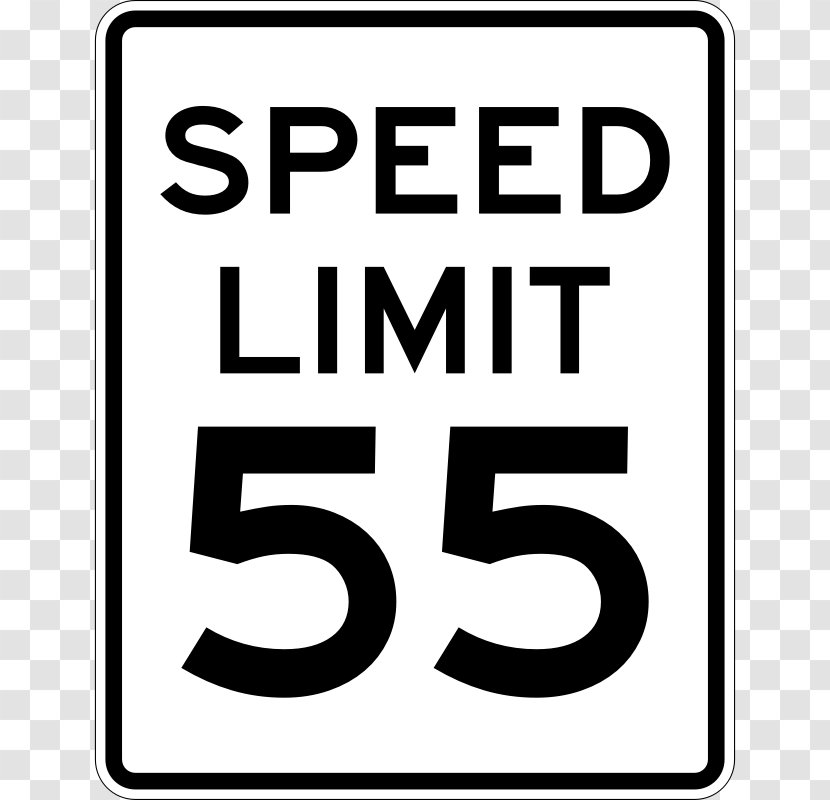 United States Car Speed Limit Traffic Sign Miles Per Hour - Logo - Black And White Road Signs Transparent PNG