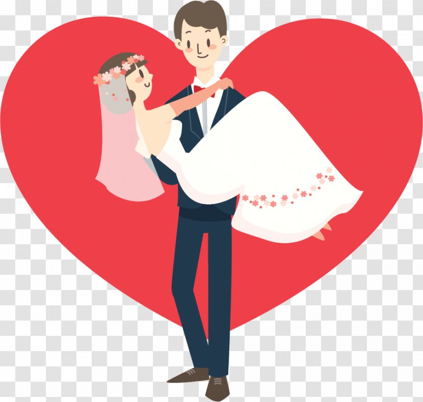 Wedding Invitation Cartoon Bride - Red Love Princess Hold Transparent PNG