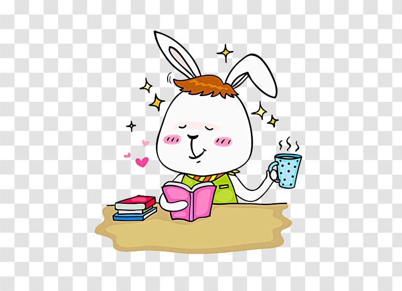 Easter Bunny White Rabbit Leporids Illustration - Fictional Character - Reading Transparent PNG