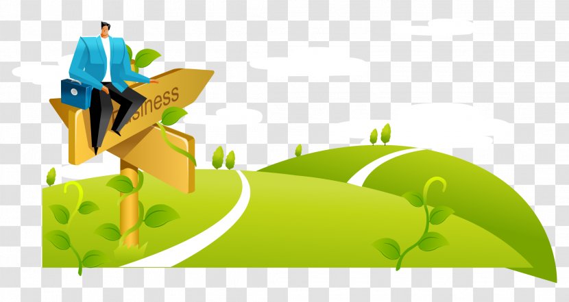 Cartoon Illustration - Art - Vector Arrow Signs Man Sitting Grass Transparent PNG