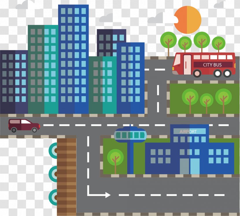 Architecture Illustration - Road - Vector Flattening Urban And Transportation Tools Transparent PNG