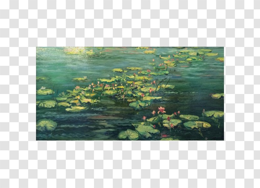 Fish Pond Wetland Landscape Aquatic Plants - Meadow - Watercolor Sky Transparent PNG
