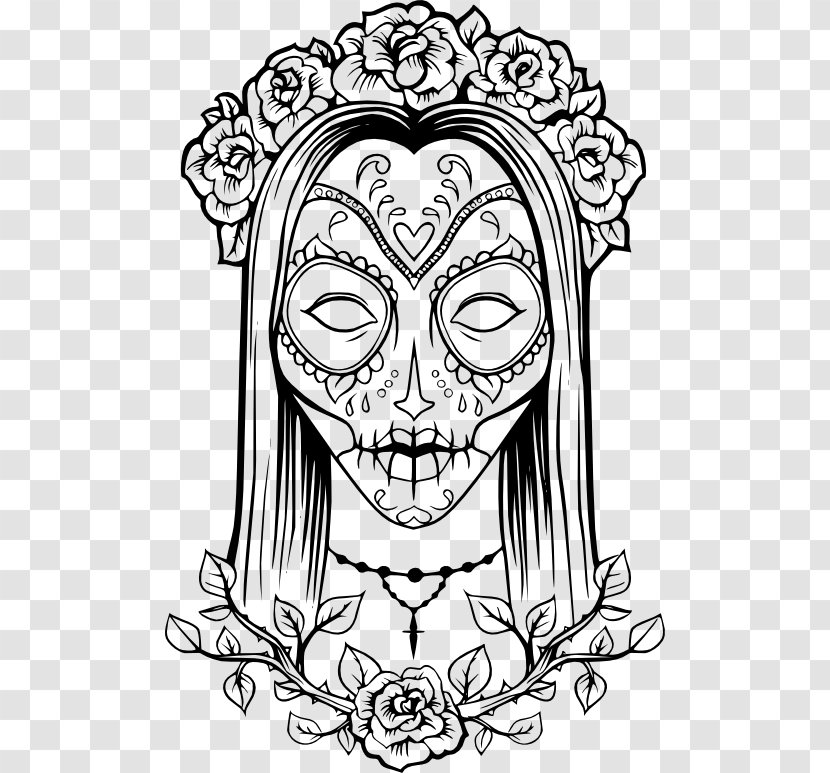 Calavera Coloring Book Day Of The Dead Adult Skull - Frame Transparent PNG