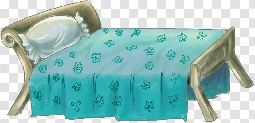 Bed Drawing Pillow Furniture - Turquoise Transparent PNG