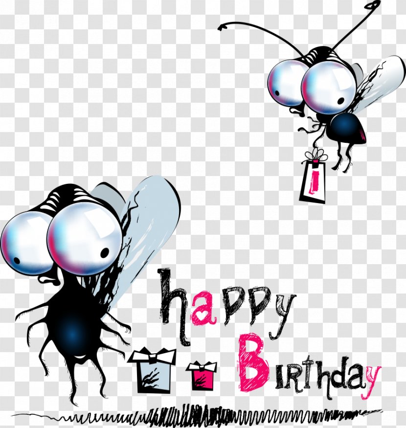 Happy Birthday To You Greeting Card Clip Art - Eyewear - Big Eyes Insect Vector Transparent PNG