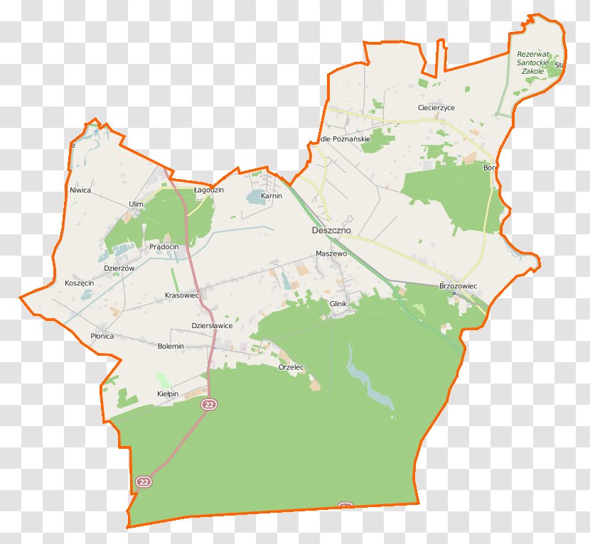 Deszczno Glinik, Lubusz Voivodeship Koszęcin, Kiełpin, Gorzów County Białobłocie, - Water Resources - Map Transparent PNG