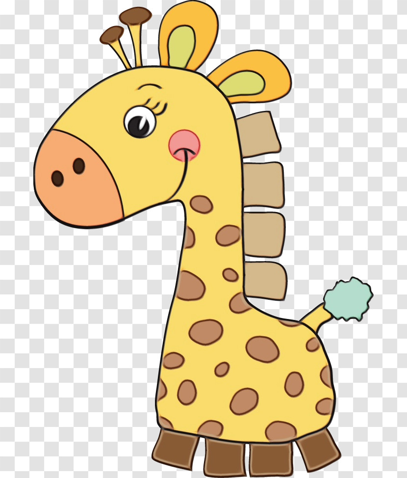Giraffe Giraffidae Cartoon Yellow Animal Figure Transparent PNG