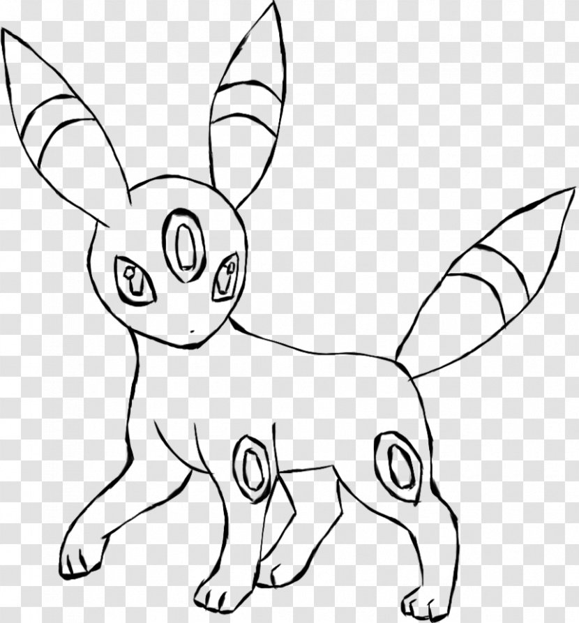 Domestic Rabbit Line Art Flareon Umbreon Espeon - Monochrome - Pokemon Transparent PNG