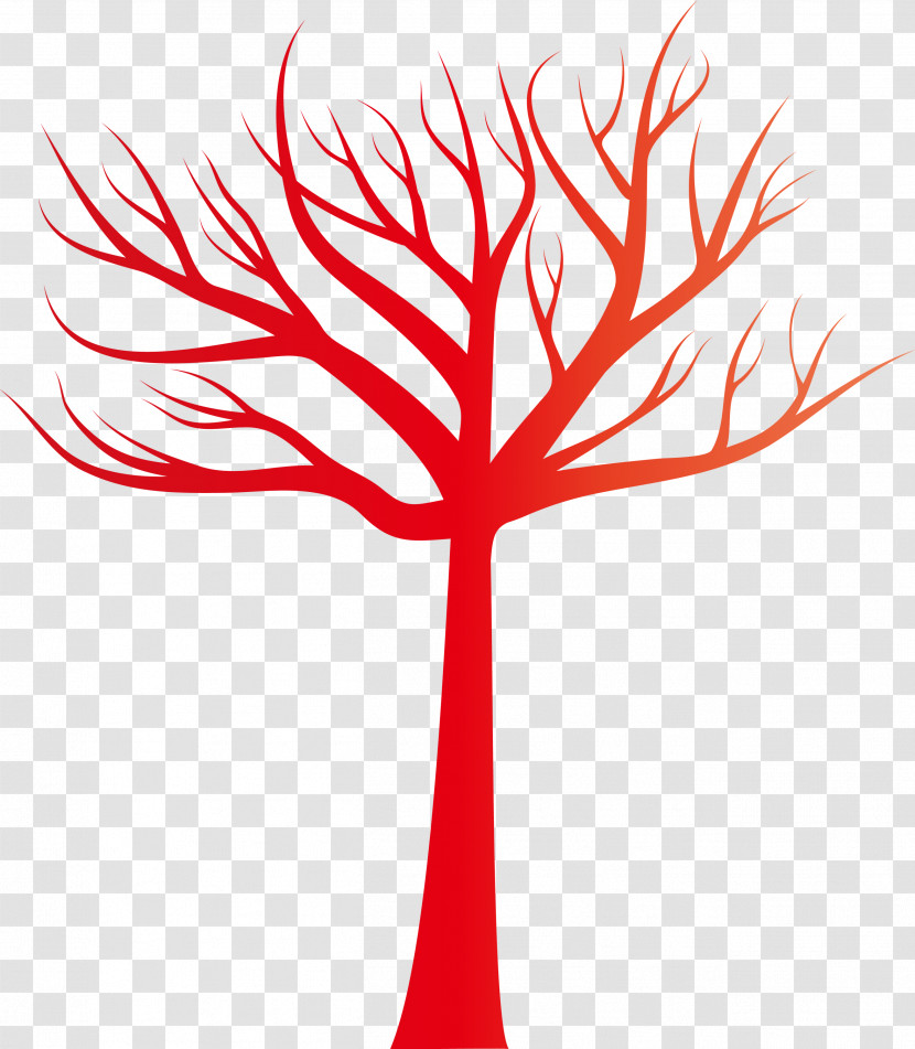 Red Tree Leaf Line Woody Plant Transparent PNG