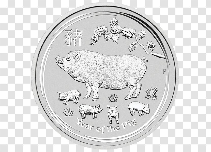 The Perth Mint Silver Coin Lunar Series Bullion Gold - Pig Transparent PNG