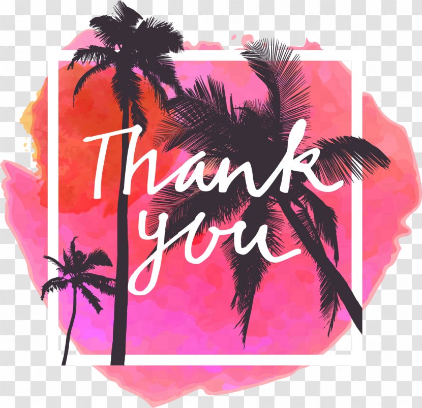 Thank You Pink Watercolor Background - Art - Magenta Transparent PNG