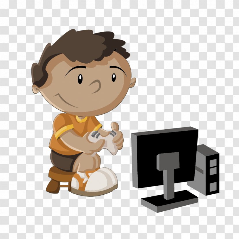 Video Game Console Child - Simple Vector Drawing Boy Playing Games Transparent PNG