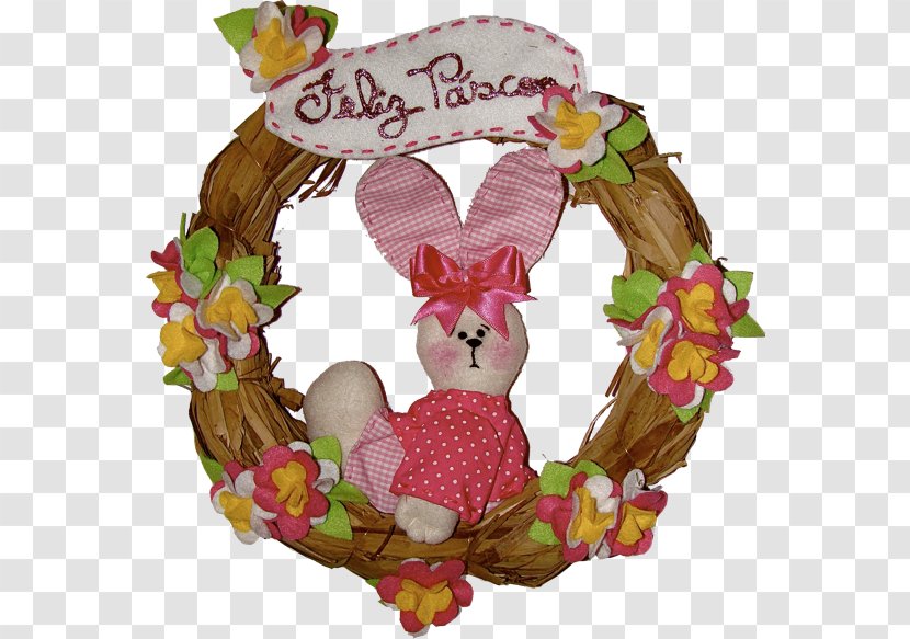 Easter Bunny Floral Design Wreath Garland - Window Transparent PNG