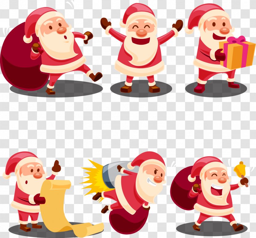 Christmas Ornament Gift Clip Art - Santa Claus - Vector Cartoon Giving Gifts Grandfather Transparent PNG
