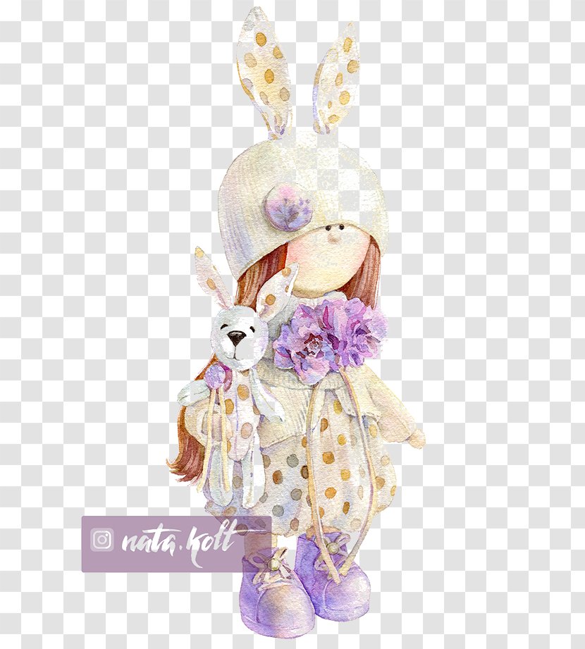 Stuffed Toy Watercolor Painting Doll Illustration - Cloth Pattern Transparent PNG