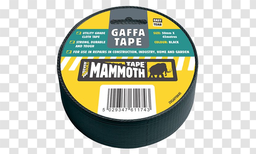 Adhesive Tape Gaffer Everbuild Gaffa 50mm X 45m Black Sika - Purpose Use Transparent PNG