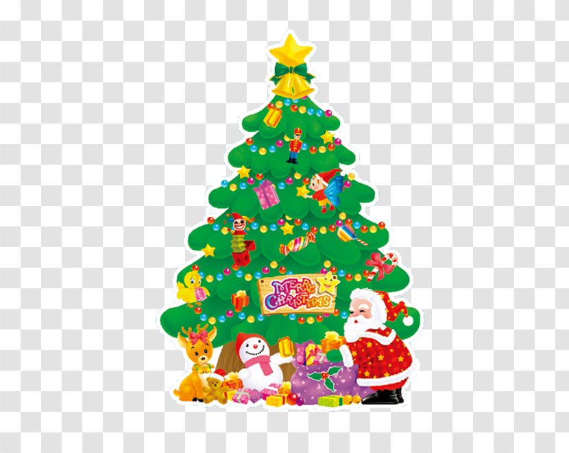 Santa Claus Christmas Tree Sticker Card Transparent PNG