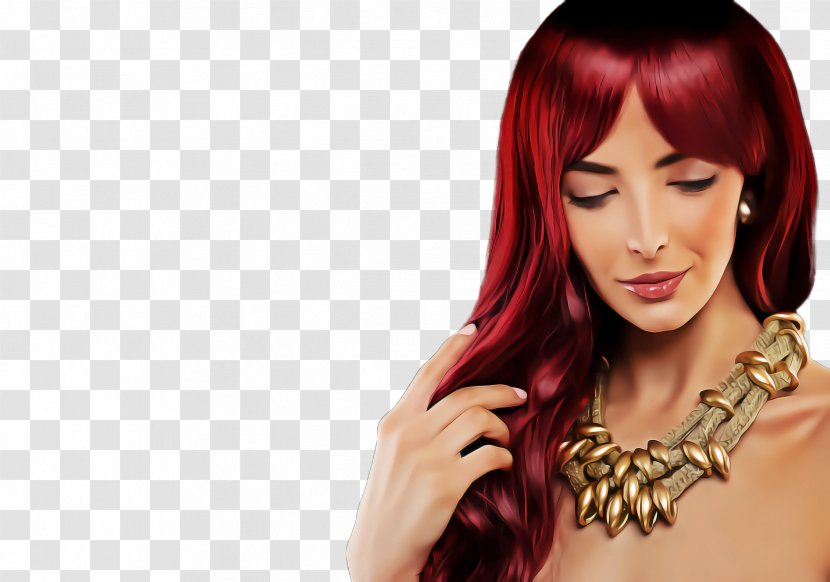 Hair Face Hairstyle Coloring Red - Long Transparent PNG
