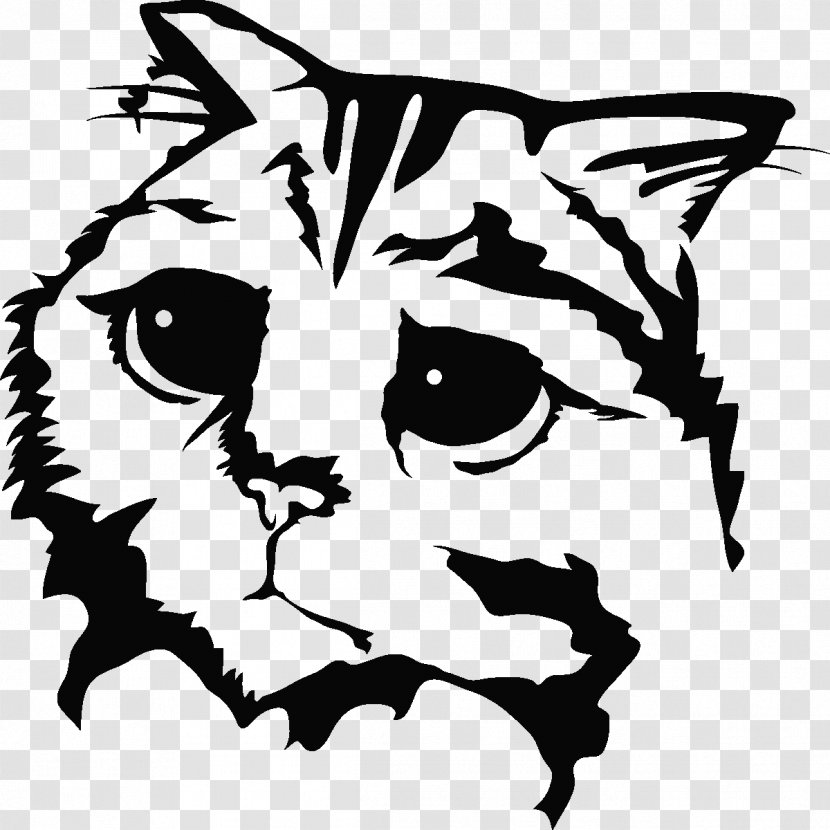 Whiskers Drawing Line Art Clip - Face Cat Transparent PNG