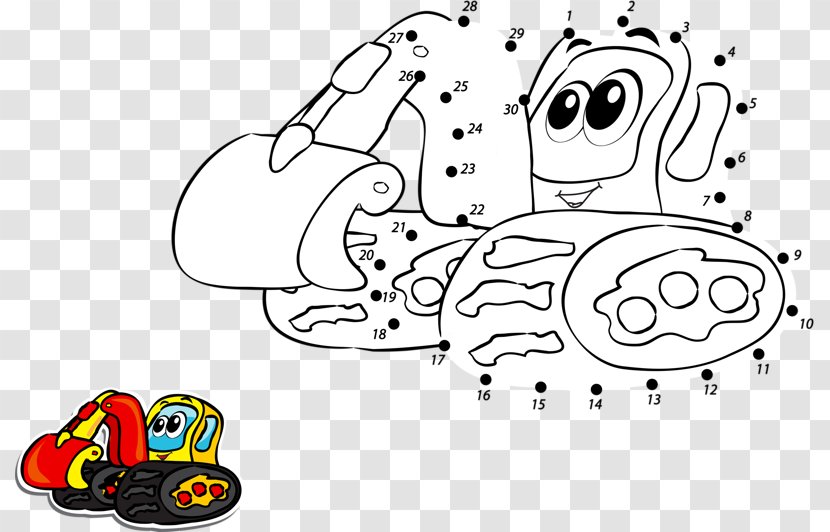 Connect The Dots Coloring Book Drawing Illustration - Cartoon - Excavator Transparent PNG