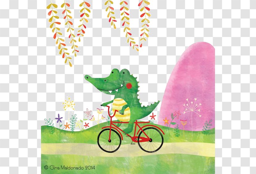 Crocodile Alligator Cartoon Illustration - Fictional Character - Cycling Transparent PNG