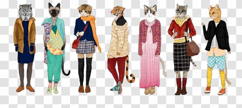 Cat Q-version Cartoon Illustration - Fashion - Creative Map Transparent PNG