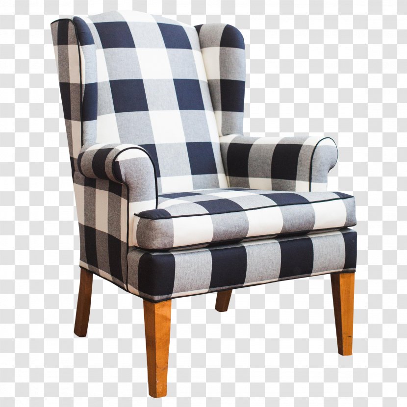 Wing Chair Check Slipcover Upholstery - Fancy Transparent PNG