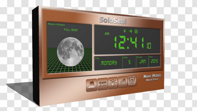 Lunar Phase Full Moon Alarm Clocks - Digital Clock Transparent PNG