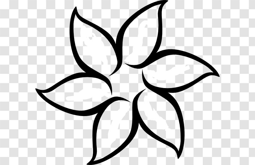 Flower Outline Drawing Clip Art - Black And White Transparent PNG