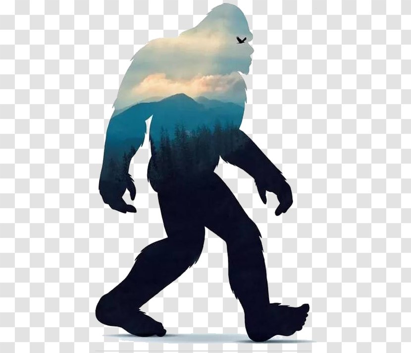 Bigfoot Adhesive Tape Car Decal Sticker - Label - Forest Landscape Orangutan Double Exposure Transparent PNG