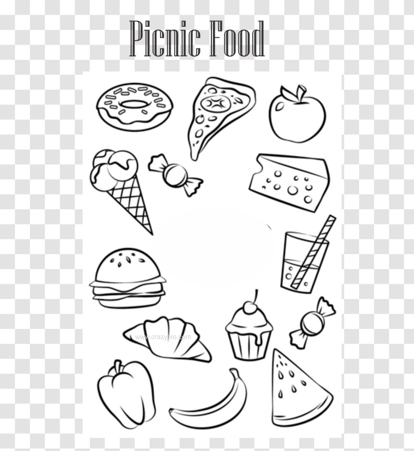 Hamburger - Fast Food - Text Line Art Transparent PNG