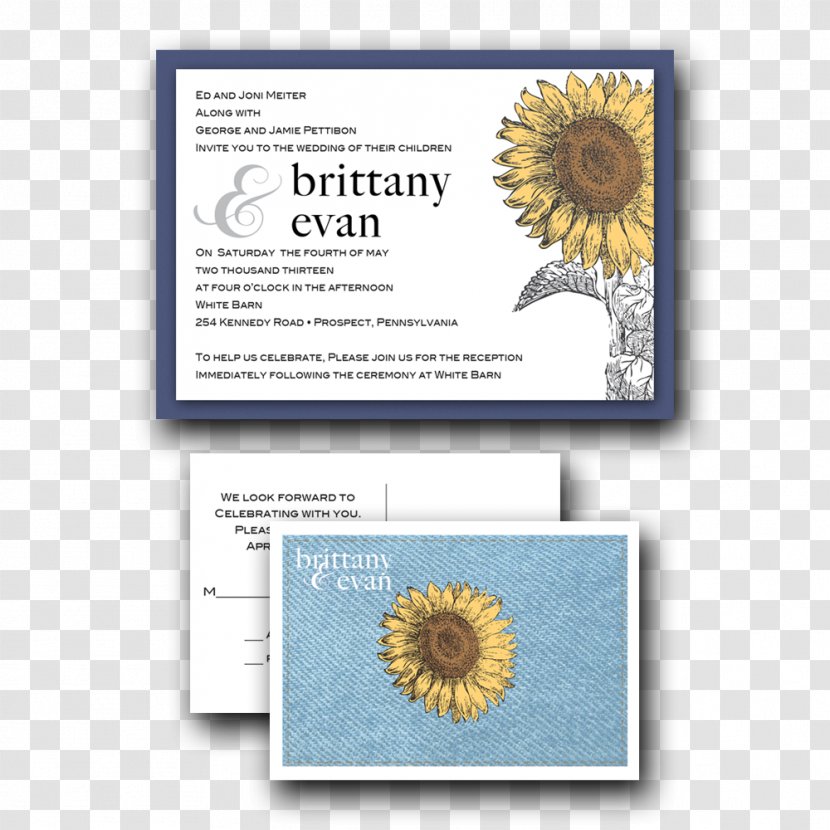 Wedding Invitation Save The Date Teal Bride - Carlson Craft - Sunflower Transparent PNG