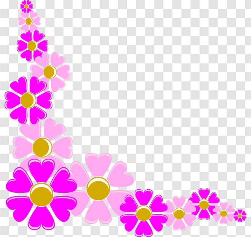 Pink Flowers Clip Art - Petal - Flower Cliparts Frame Transparent PNG